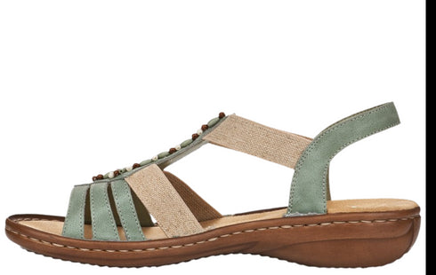 Sandale casual, dama, RIEKER ANTISTRESS, 60851-52 verde, piele ecologica